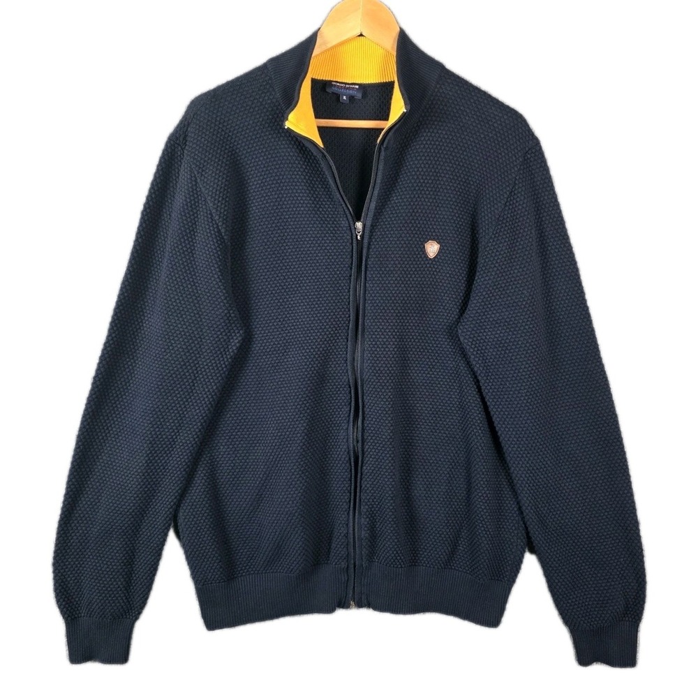 Giorgio Di‎ Mare Yachting Zip Up Sweater XL Navy Blue Preppy Tennis Academia